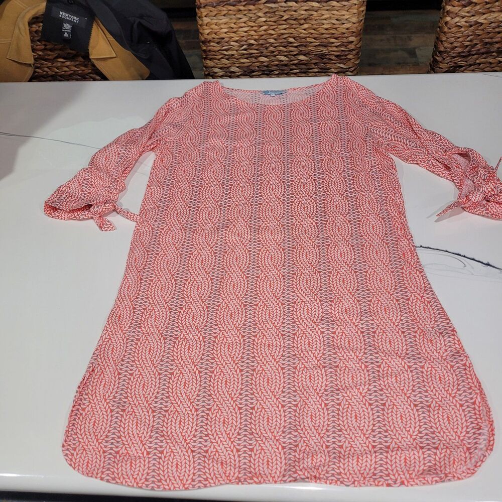 Escapada Living Dress Womens L Pink Lightweight Stretch Knit Tie Sleeves B5